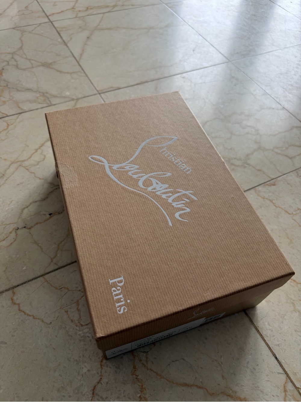 Christian Louboutin Tan and White Logo Shoe Box